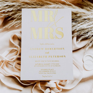 Invitation En Aluminium Moderne audacieux M. Mrs script noir photo mariage