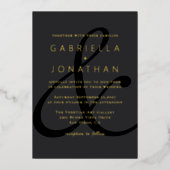 Invitation En Aluminium Moderne Black Ampersand Mariage Gold (Recto)