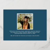 Invitation En Aluminium Moderne Bleu Script Diplômé de la photo (Verso)