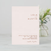 Invitation En Aluminium Moderne | Blush Et Rose Gold Décontracté Mariage R (Debout devant)