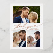 Invitation En Aluminium Moderne Boho Calligraphie 4 Mariage photo Merci (Recto)