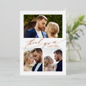 Invitation En Aluminium Moderne Boho Calligraphie 4 Mariage photo Merci (Debout devant)