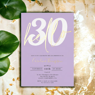 Invitation En Aluminium Moderne bonjour 30 anniversaire photo écriture vio