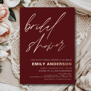 Invitation En Aluminium Moderne Bourgogne Rose Gold Fête des mariées Chic