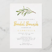 Invitation En Aluminium Moderne Branche d'olive Bridal Brunch Or (Recto)