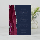 Invitation En Aluminium Moderne Burgundy Rouge Argent Agate Marine Mariage (Debout devant)