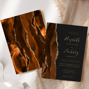 Invitation En Aluminium Moderne Burning Orange Agate Mariage foncé