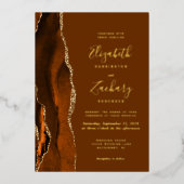 Invitation En Aluminium Moderne Burnt Orange Agate Brown Mariage (Recto)