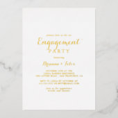 Invitation En Aluminium Moderne Calligraphie Engagement Party Gold (Recto)