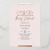 Invitation En Aluminium Moderne Calligraphie Graduation Blush Rose Gold (Recto)