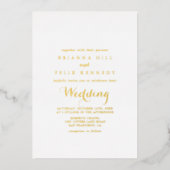 Invitation En Aluminium Moderne Calligraphie Mariage Or (Recto)