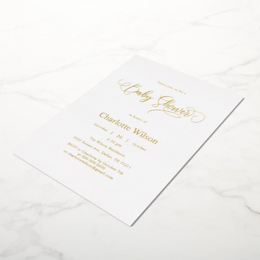 Invitation En Aluminium Moderne calligraphie minimale bébé garçon douche (Rotation)