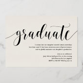 Invitation En Aluminium Moderne Calligraphie Photo Graduation Gold (Verso)