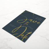 Invitation En Aluminium Moderne Calligraphie Turquoise gris bleu Enregistr (Rotation)