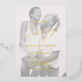 Invitation En Aluminium Moderne Chic Calligraphie Simple Photo Mariage Or (Recto)