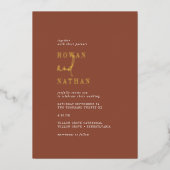 Invitation En Aluminium Moderne Chic Gold Foil Terracotta Décontracté Mari (Recto)