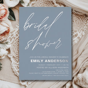 Invitation En Aluminium Moderne Chic Mariage Dusty Blue Argent