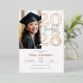 Invitation En Aluminium Moderne Chic Photo Graduation (Debout devant)
