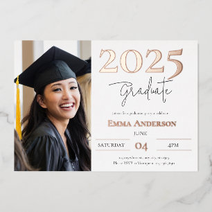 Invitation En Aluminium Moderne Chic Photo Graduation