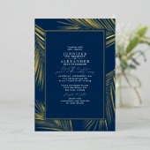 Invitation En Aluminium Moderne Chic Tropical Beach Palm Mariage Marine Go (Debout devant)