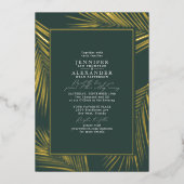 Invitation En Aluminium Moderne Chic Tropical Plage Palm Mariage Gold Foil (Recto)