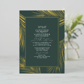 Invitation En Aluminium Moderne Chic Tropical Plage Palm Mariage Gold Foil (Debout devant)