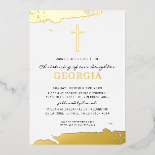 Invitation En Aluminium MODERNE CHRISTENING croix en papier d'aluminium cl