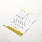 Invitation En Aluminium MODERNE CHRISTENING feuille d'or cross classique (Rotation)