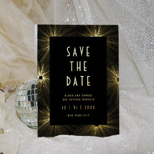 Invitation En Aluminium Moderne Décoration Mariage Noir Économisez la Date