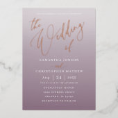 Invitation En Aluminium Moderne Deep Mauve Gradient Le Mariage De (Recto)