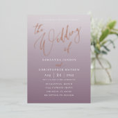 Invitation En Aluminium Moderne Deep Mauve Gradient Le Mariage De (Debout devant)