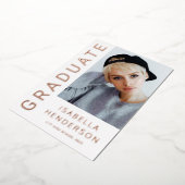 Invitation En Aluminium Moderne Design 2 Photo Graduation Rose Gold (Rotation)