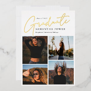 Invitation En Aluminium Moderne Diplômé 4 Photos Annonces de graduation