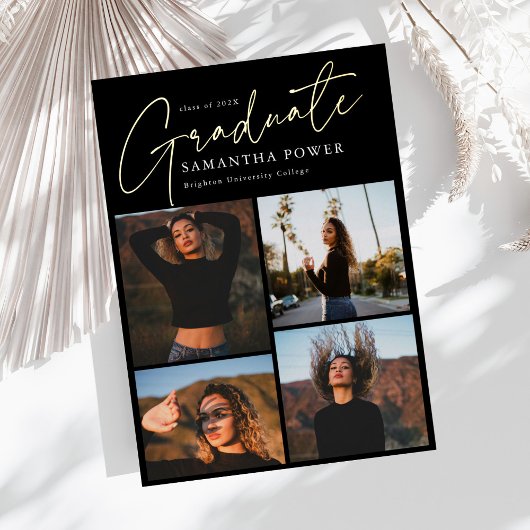 Invitation En Aluminium Moderne Diplômé 4 Photos Annonces de graduation
