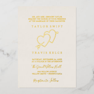 Invitation En Aluminium Moderne écriture à feuille d'or Mariage Formel I