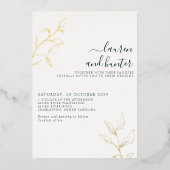 Invitation En Aluminium Moderne Écriture Vert Émeraude Botanique Mariage O (Recto)