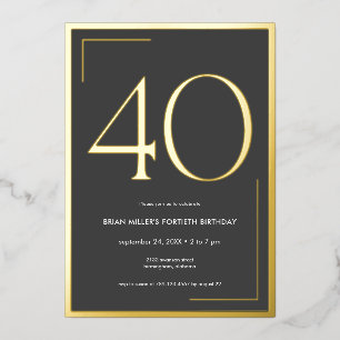 Invitation En Aluminium Moderne Élégance Minimaliste Quarantième Anniversa