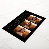 Invitation En Aluminium Moderne Elegant Black 4 Photo Graduation Party (Rotation)