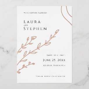 Invitation En Aluminium Moderne Elegant Botanical Enregistrer la date