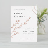 Invitation En Aluminium Moderne Elegant Botanical Enregistrer la date (Debout devant)