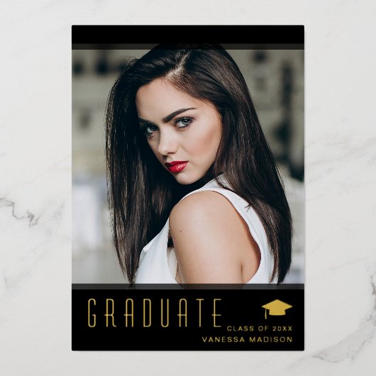 Invitation En Aluminium Moderne Élégant Diplômé élégant Photo (Recto)