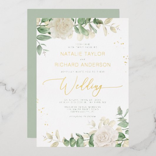 Invitation En Aluminium Moderne Elégant Mariage de verdure (Recto/Verso)