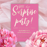 Invitation En Aluminium Moderne Elegant Pink&Gold 21e Anniversaire Surpris<br><div class="desc">Présentation d'une nouvelle invitation à la fête d'anniversaire adulte moderne et élégante avec arrière - plan rose avec texte de typographie manuscrite en or dévoilé qui dit "shh! c'est une fête surprise". Customisez cette carte de modèle en ajoutant vos propres informations de fête.</div>