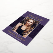 Invitation En Aluminium Moderne | Élégant Script 1 Photo Foil Grad Card (Rotation)