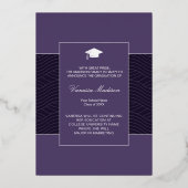 Invitation En Aluminium Moderne | Élégant Script 1 Photo Foil Grad Card (Verso)
