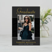 Invitation En Aluminium Moderne | Élégant Script 1 Photo Foil Grad Card (Debout devant)