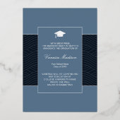 Invitation En Aluminium Moderne | Élégant Script 1 Photo Foil Grad Card (Verso)