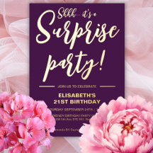 Moderne Élégant Violet 21e Anniversaire Surprise