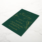 Invitation En Aluminium Moderne Emerald Gold Calligraphy Mariage botanique (Rotation)