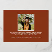 Invitation En Aluminium Moderne en Terracotta Script Graduate Photo Gradua (Verso)